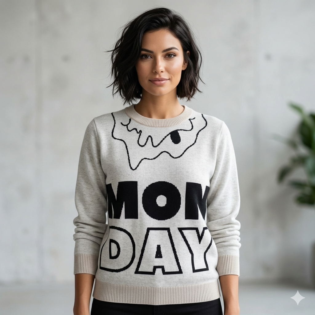 Knitted crew neck sweater