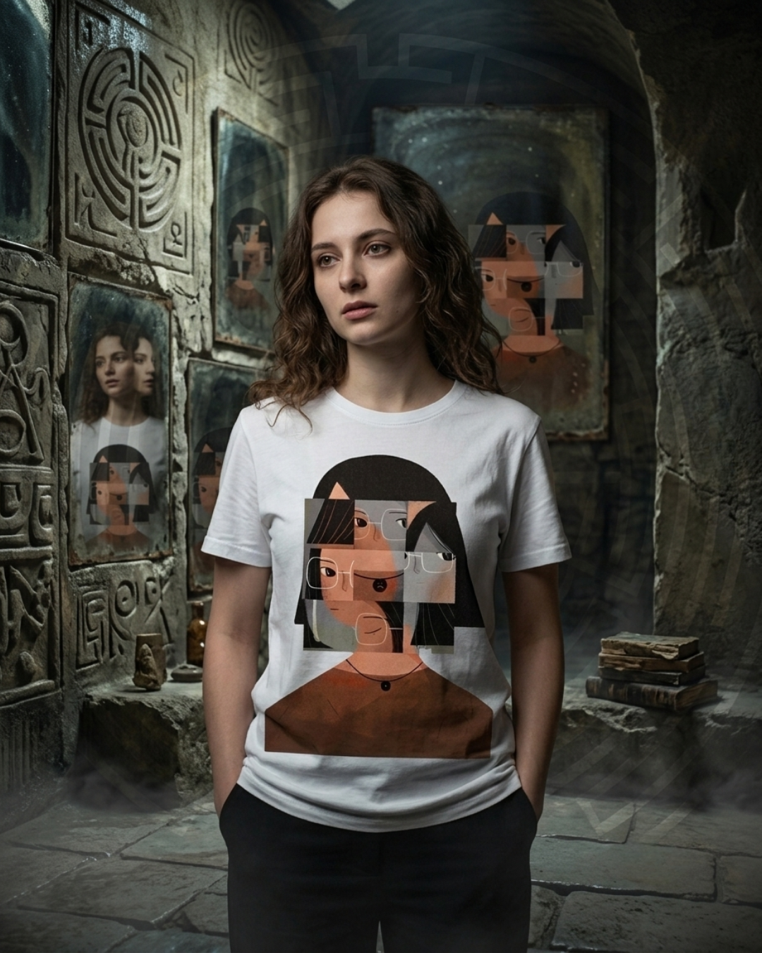 Fragmented Identity | Abstract Psychology Graphic T-Shirt | Unisex Premium Cotton Tee